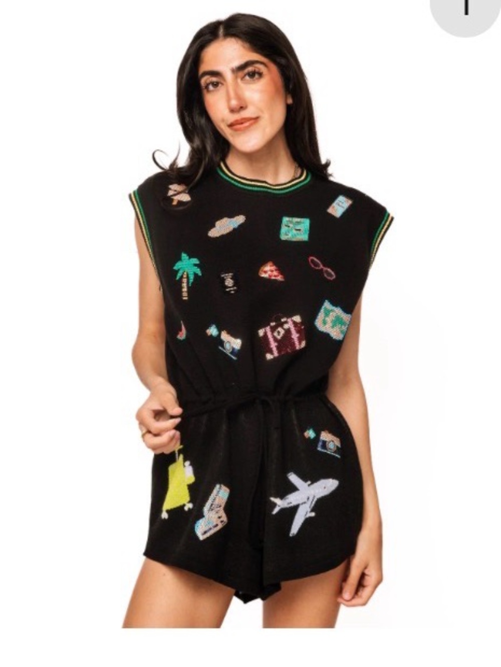 QUEEN OF SPARKLES sold out sample Travel Icons Romper